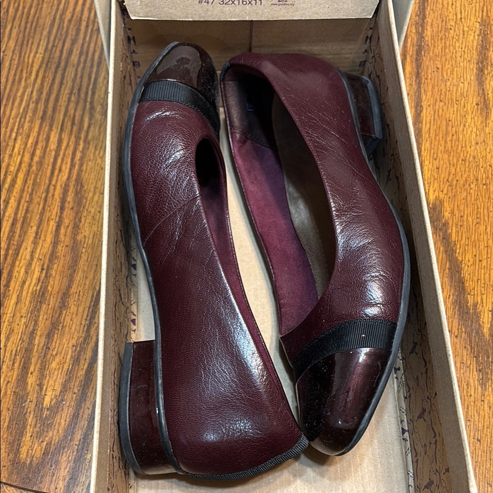 Clarks Burgundy Leather Flats